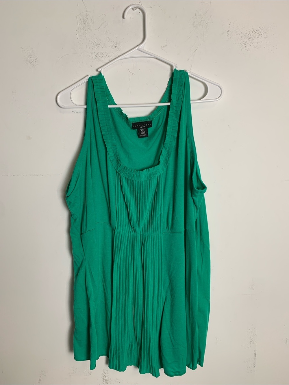 Apostrophe Teal Scoop Neck Ruffled Tank